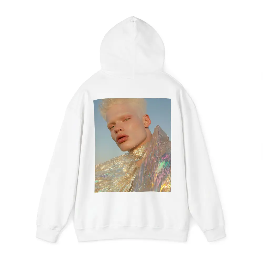 Albino Man Iridescent Cape Sky Background – Hoodies