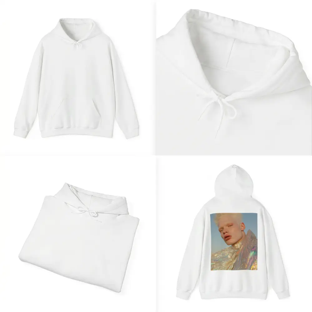 Albino Man Iridescent Cape Sky Background – Hoodies