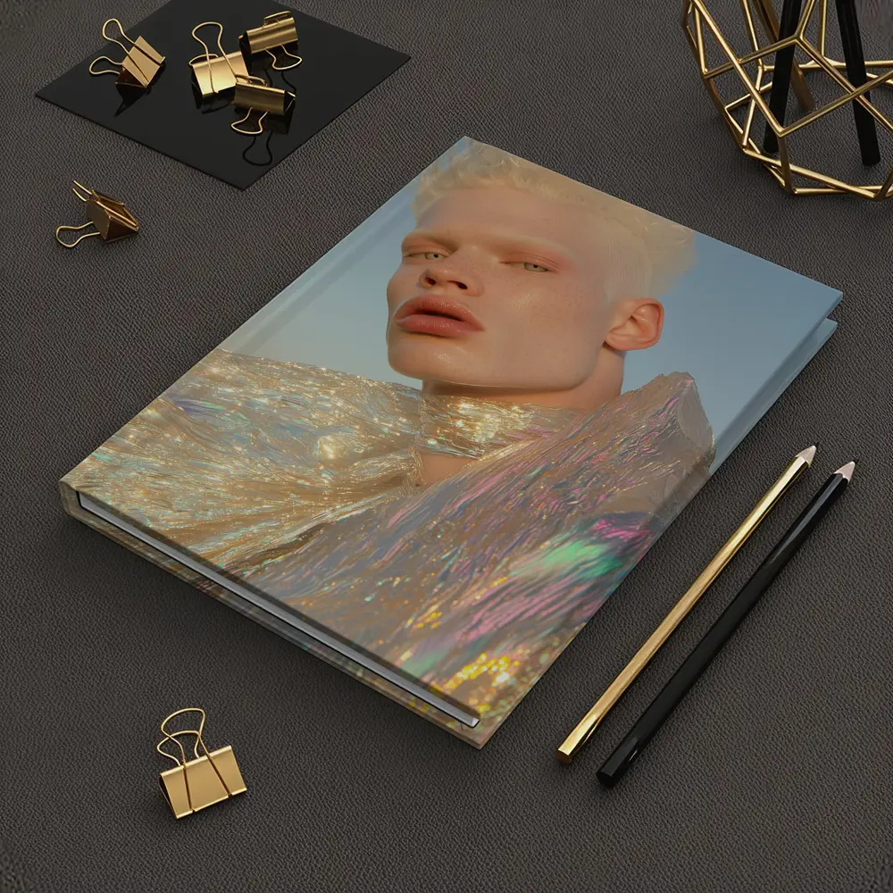 Albino Man Iridescent Cape Sky Background – Notebooks