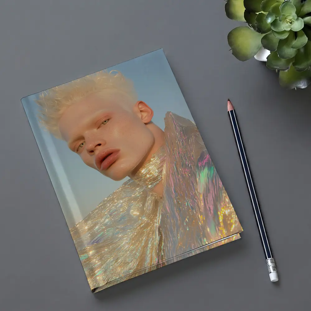 Albino Man Iridescent Cape Sky Background – Notebooks