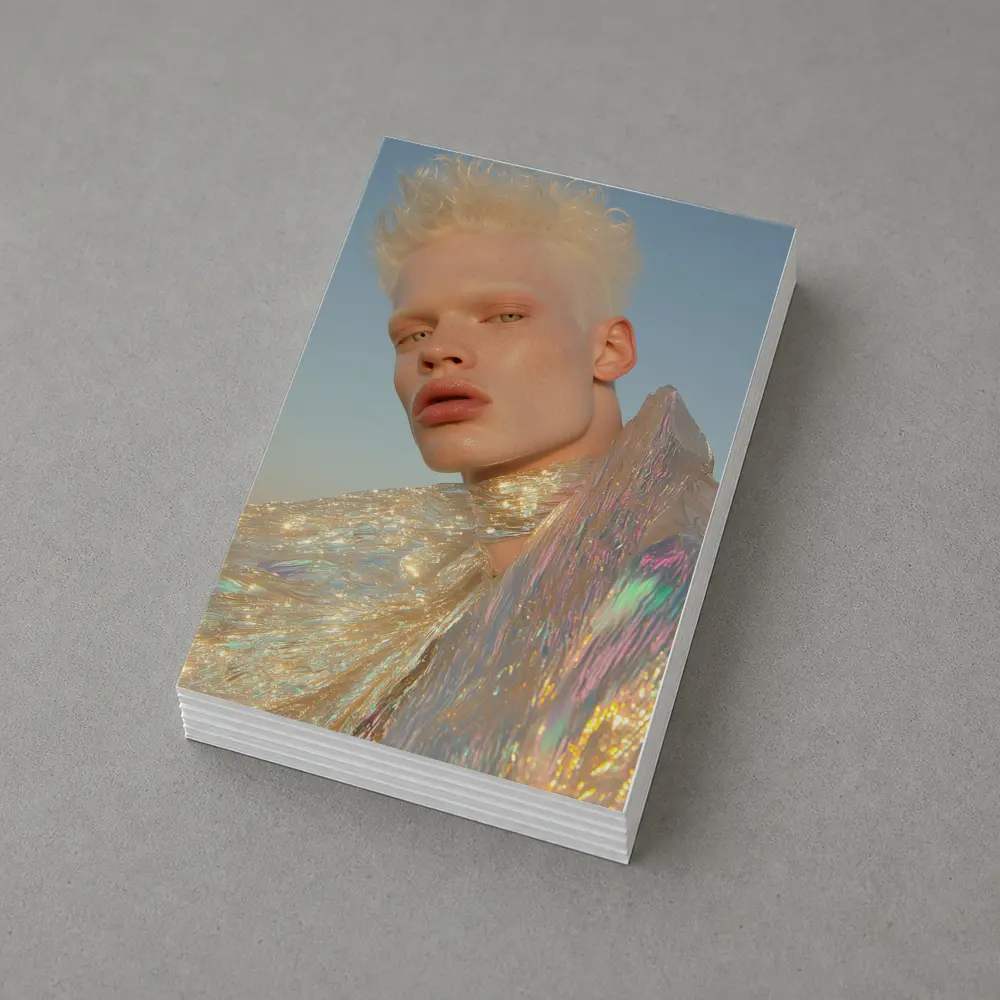 Albino Man Iridescent Cape Sky Background – Postcards