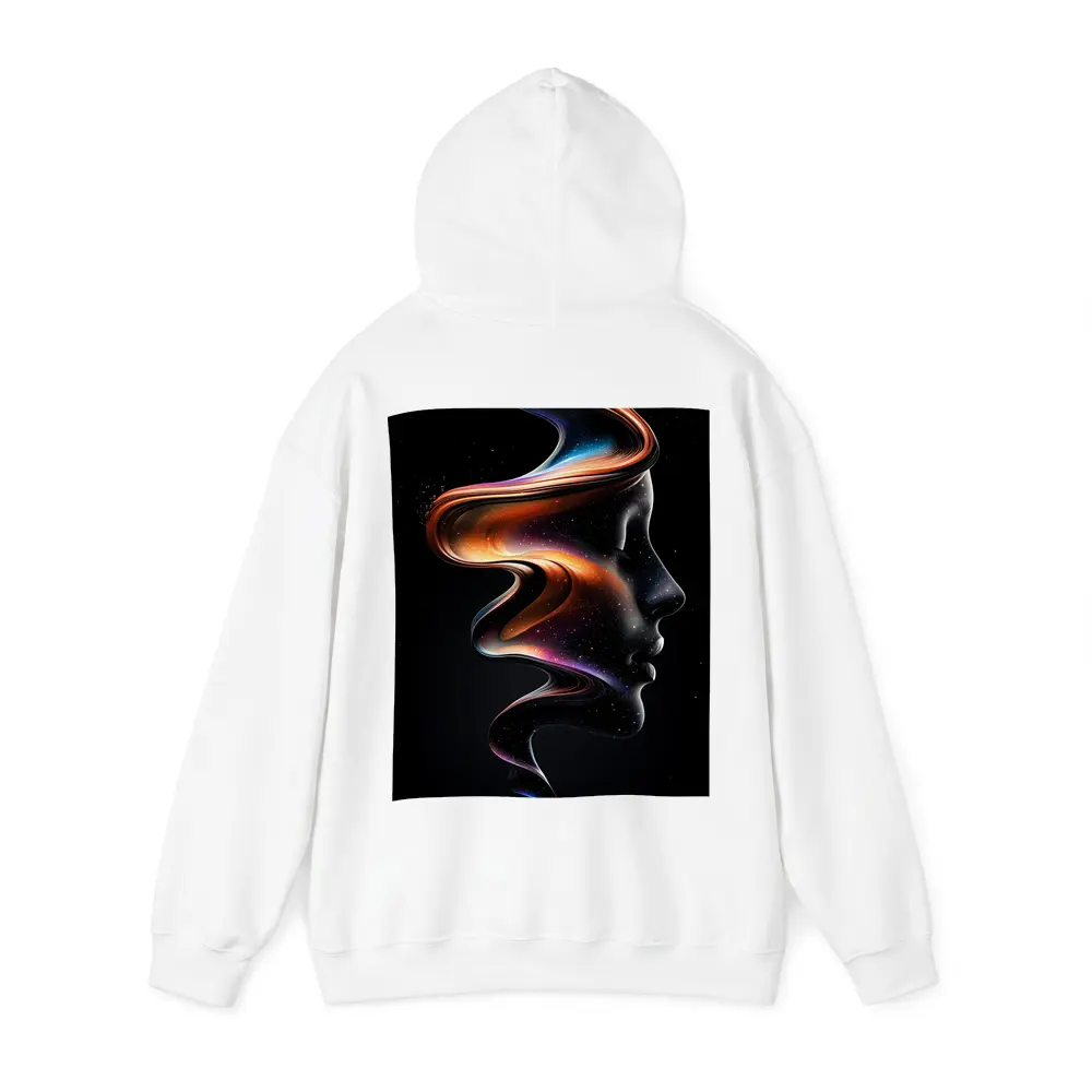 Abstract Female Face Cosmic Swirl Black Background – Hoodies