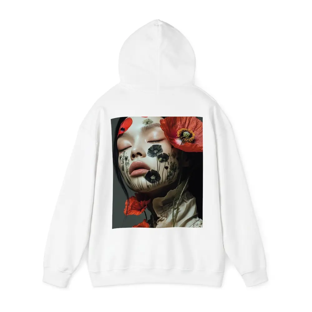 Woman Face Poppy Flowers Botanical Art – Hoodies