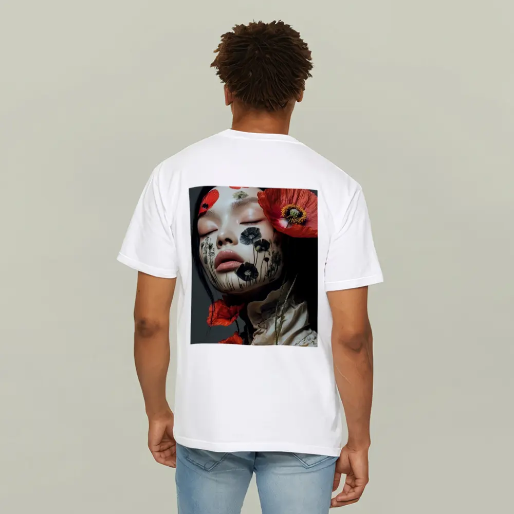 Woman Face Poppy Flowers Botanical Art – T-Shirts