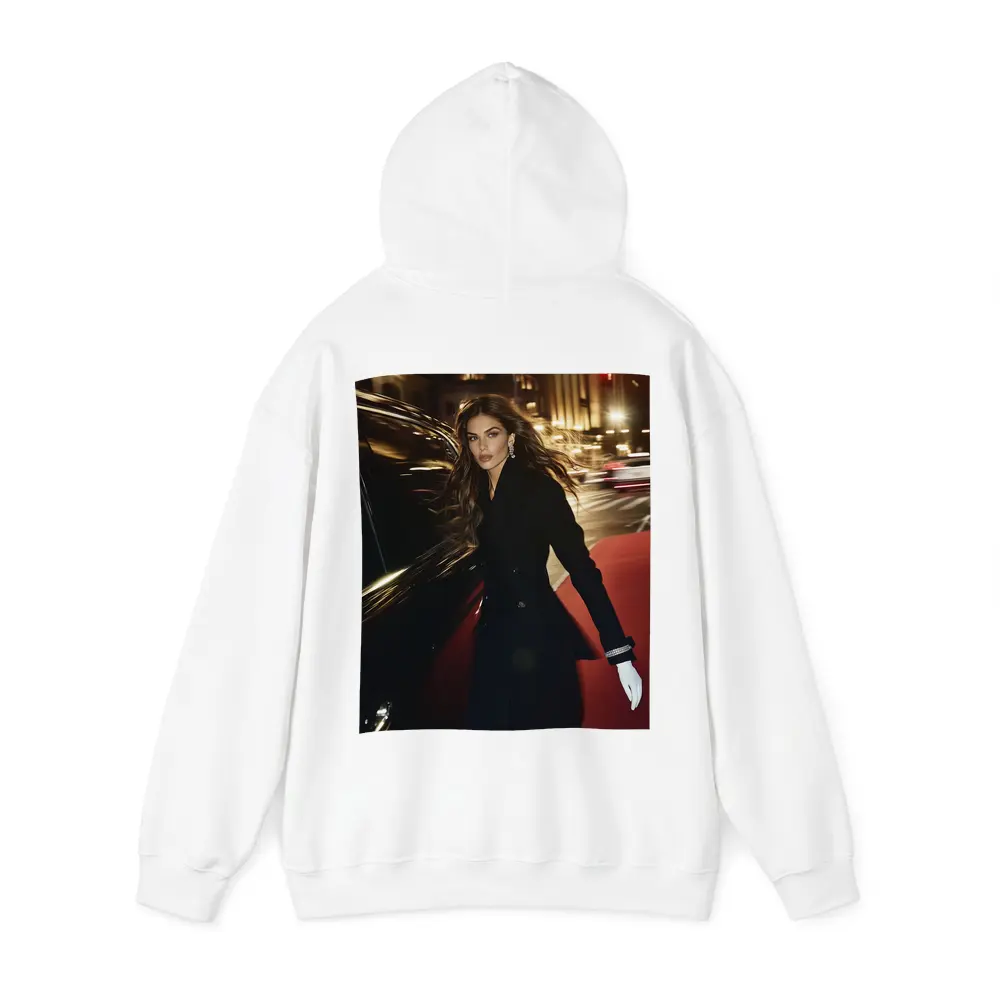 Elegant Woman Night City Street Scene – Hoodies