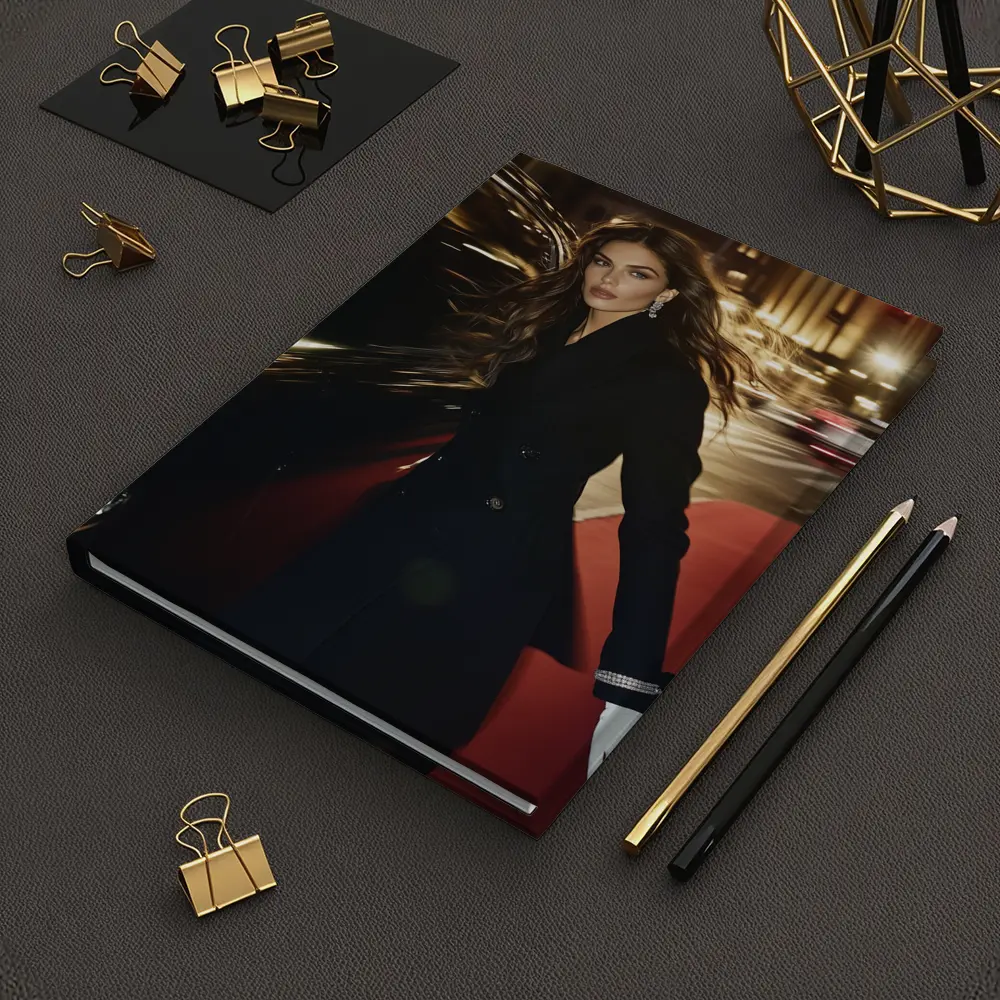 Elegant Woman Night City Street Scene – Notebooks