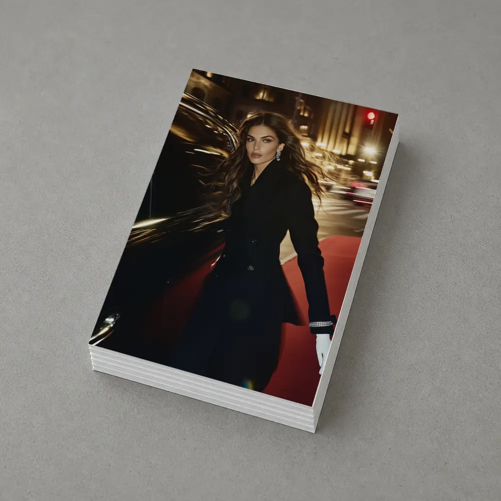 Elegant Woman Night City Street Scene – Postcards