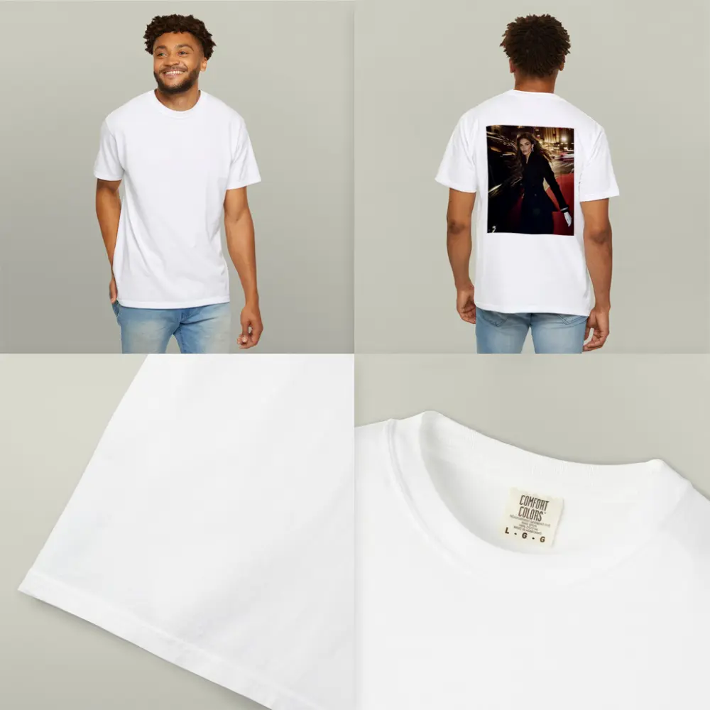 Elegant Woman Night City Street Scene – T-Shirts