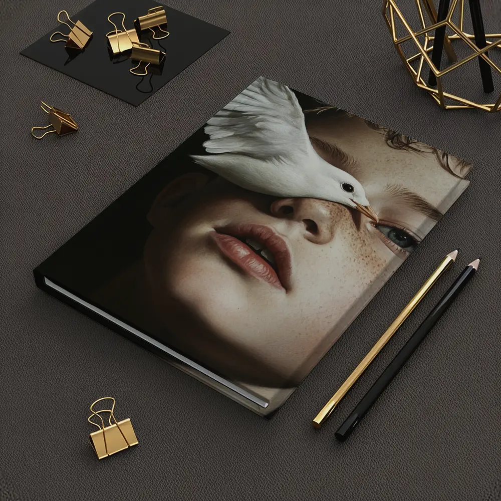 Boy With White Dove Dark Background – Notebooks