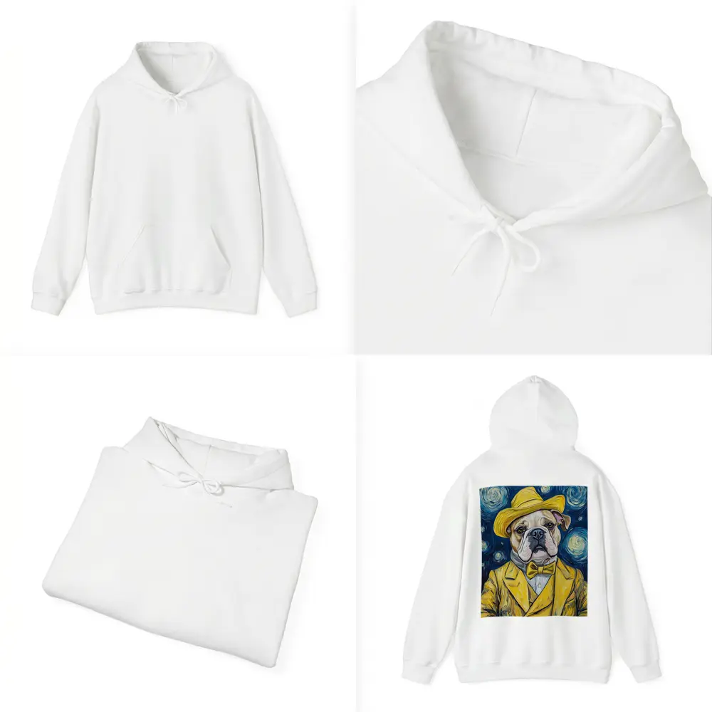 English Bulldog Yellow Suit Starry Night – Hoodies