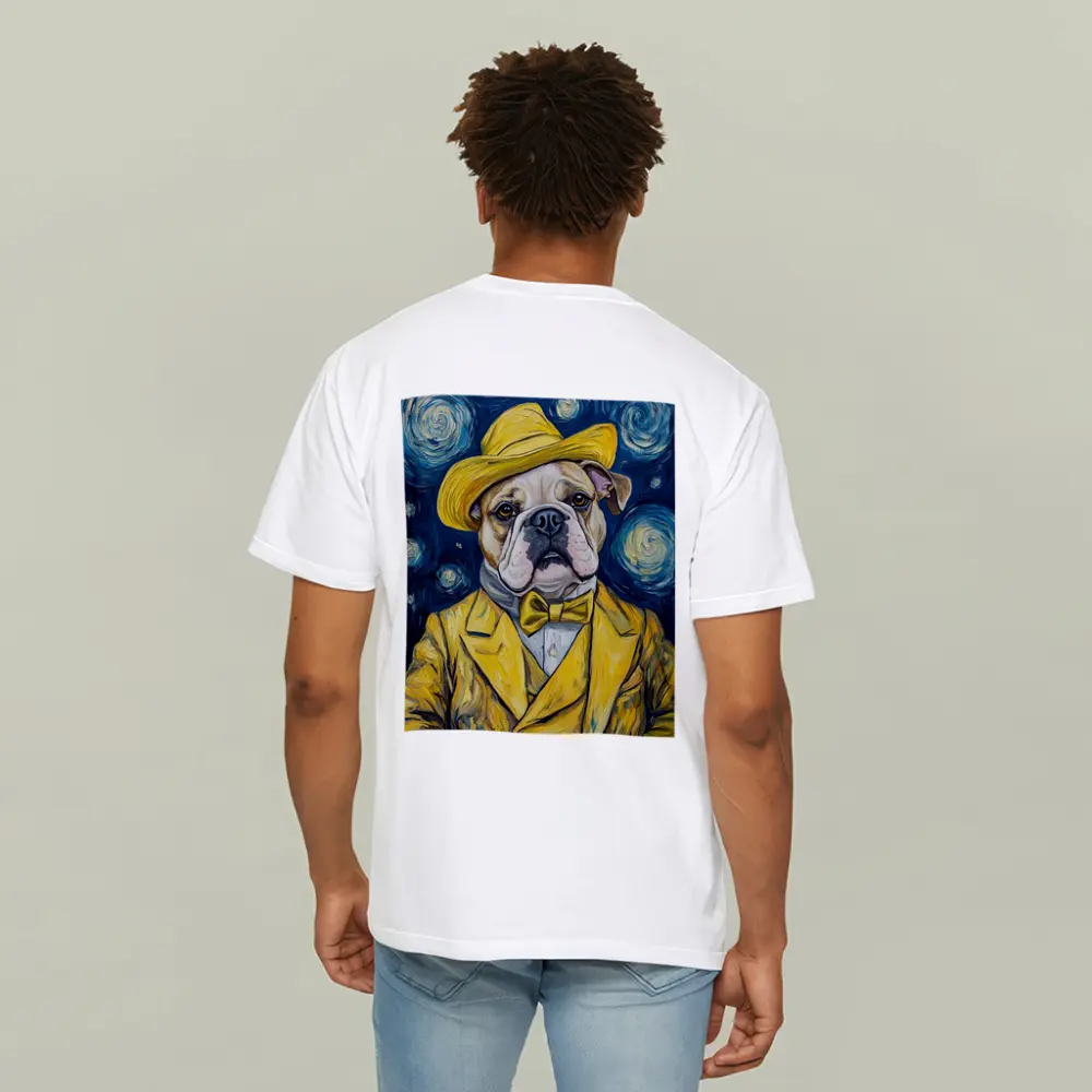 English Bulldog Yellow Suit Starry Night – T-Shirts