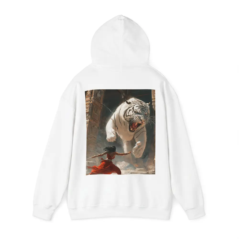 White Tiger Warrior Woman Ancient Temple Fight – Hoodies