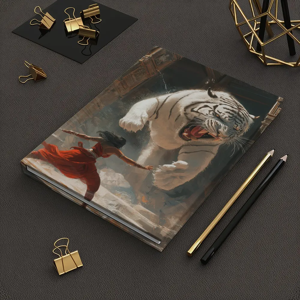 White Tiger Warrior Woman Ancient Temple Fight – Notebooks