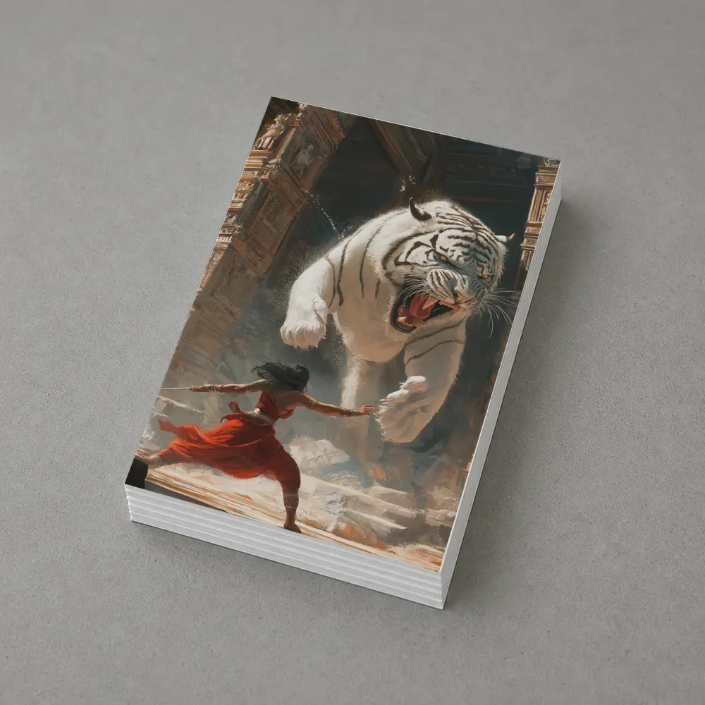 White Tiger Warrior Woman Ancient Temple Fight – Postcards