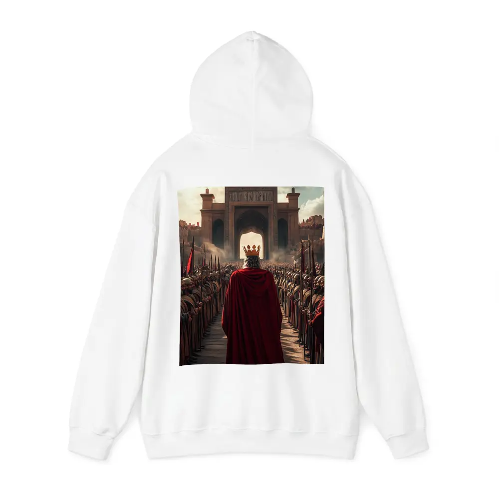 King In Red Cloak Before Ancient Gate – Hoodies