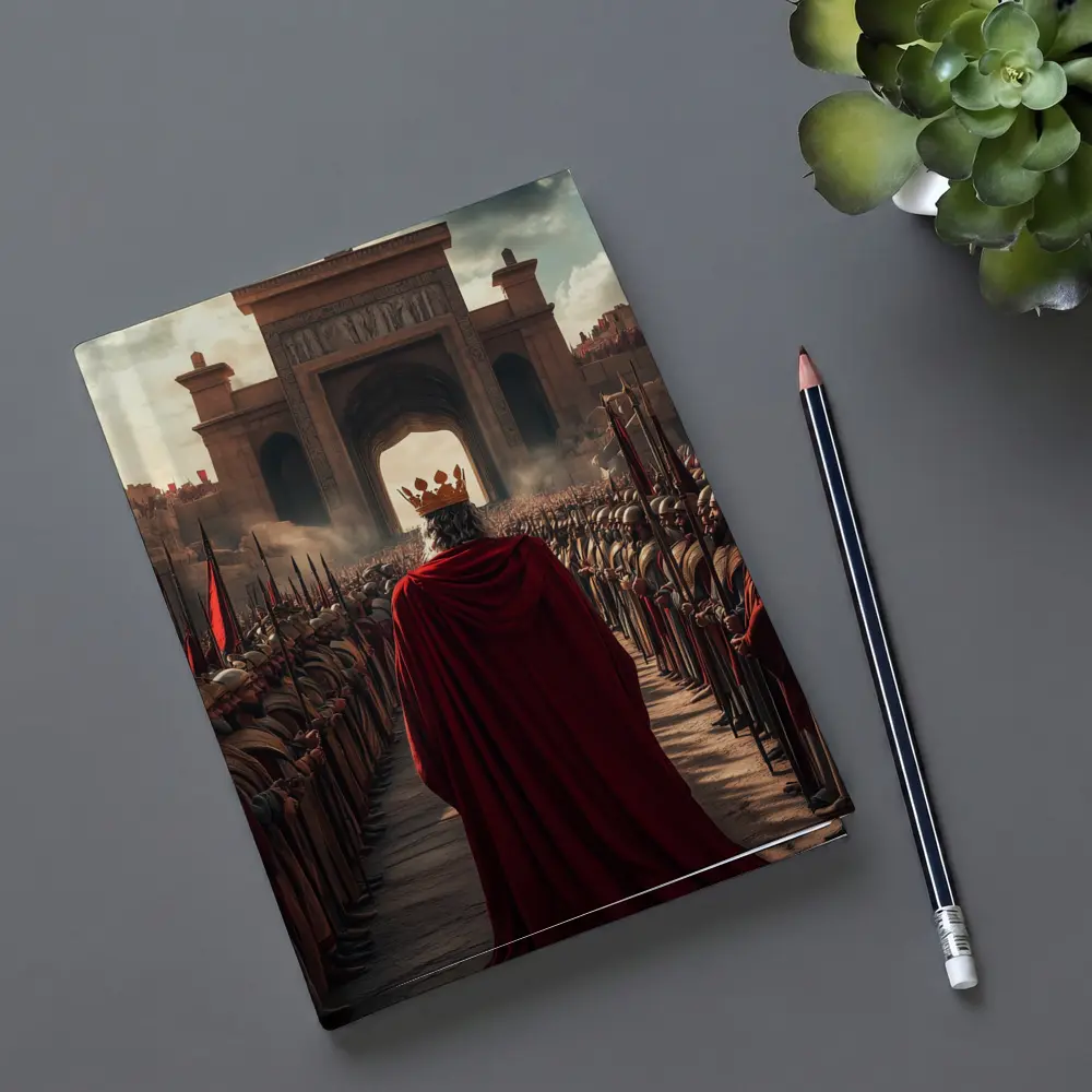 King In Red Cloak Before Ancient Gate – Notebooks