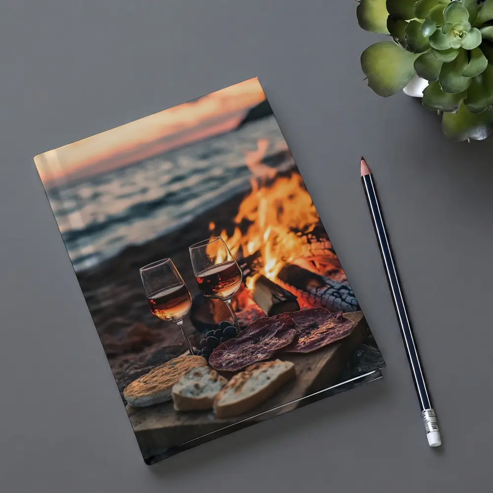 Wine and Charcuterie Beach Bonfire Sunset – Notebooks