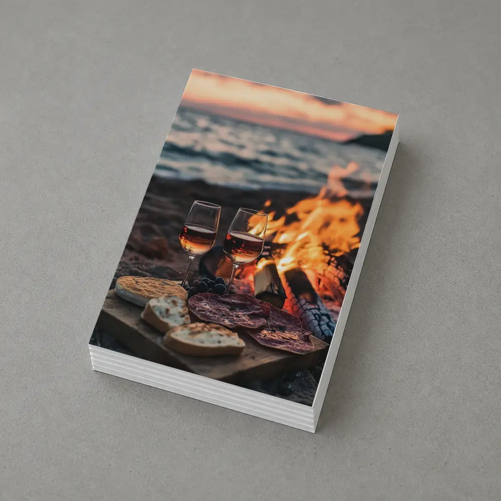 Wine and Charcuterie Beach Bonfire Sunset – Postcards