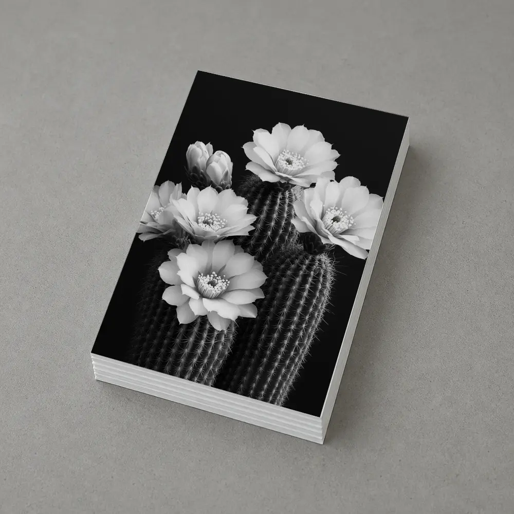 Black And White Cactus Flowers Dark Background – Postcards