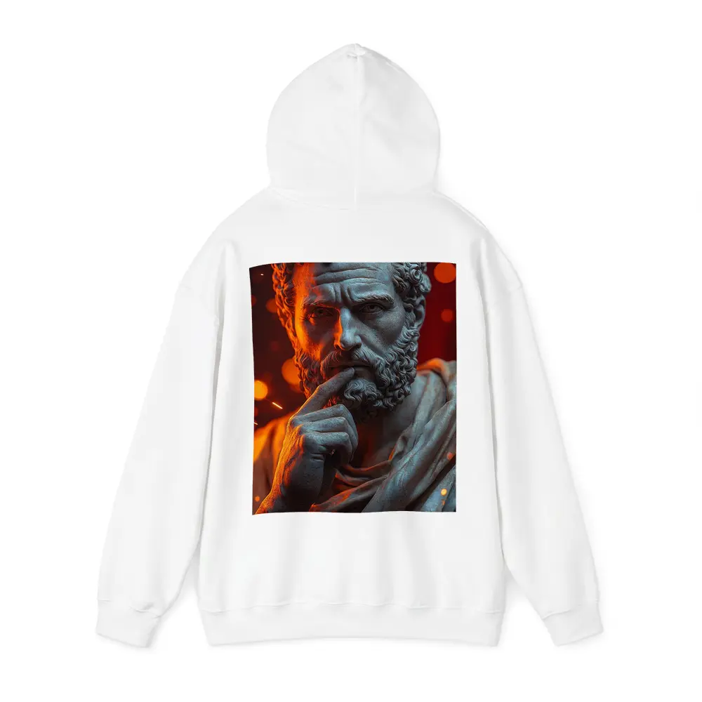 Stoic Greek Philosopher Marble Statue Glowing Background – Hoodies