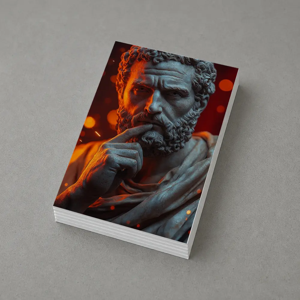 Stoic Greek Philosopher Marble Statue Glowing Background – Postcards