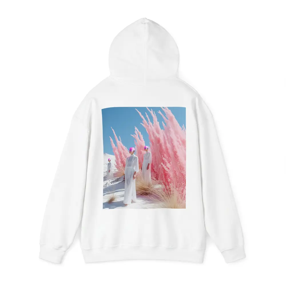 Futuristic Women Pink Pampas White Desert – Hoodies
