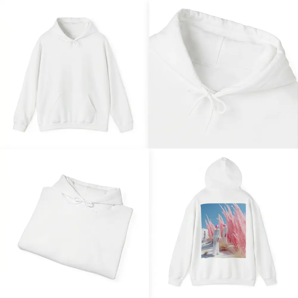 Futuristic Women Pink Pampas White Desert – Hoodies