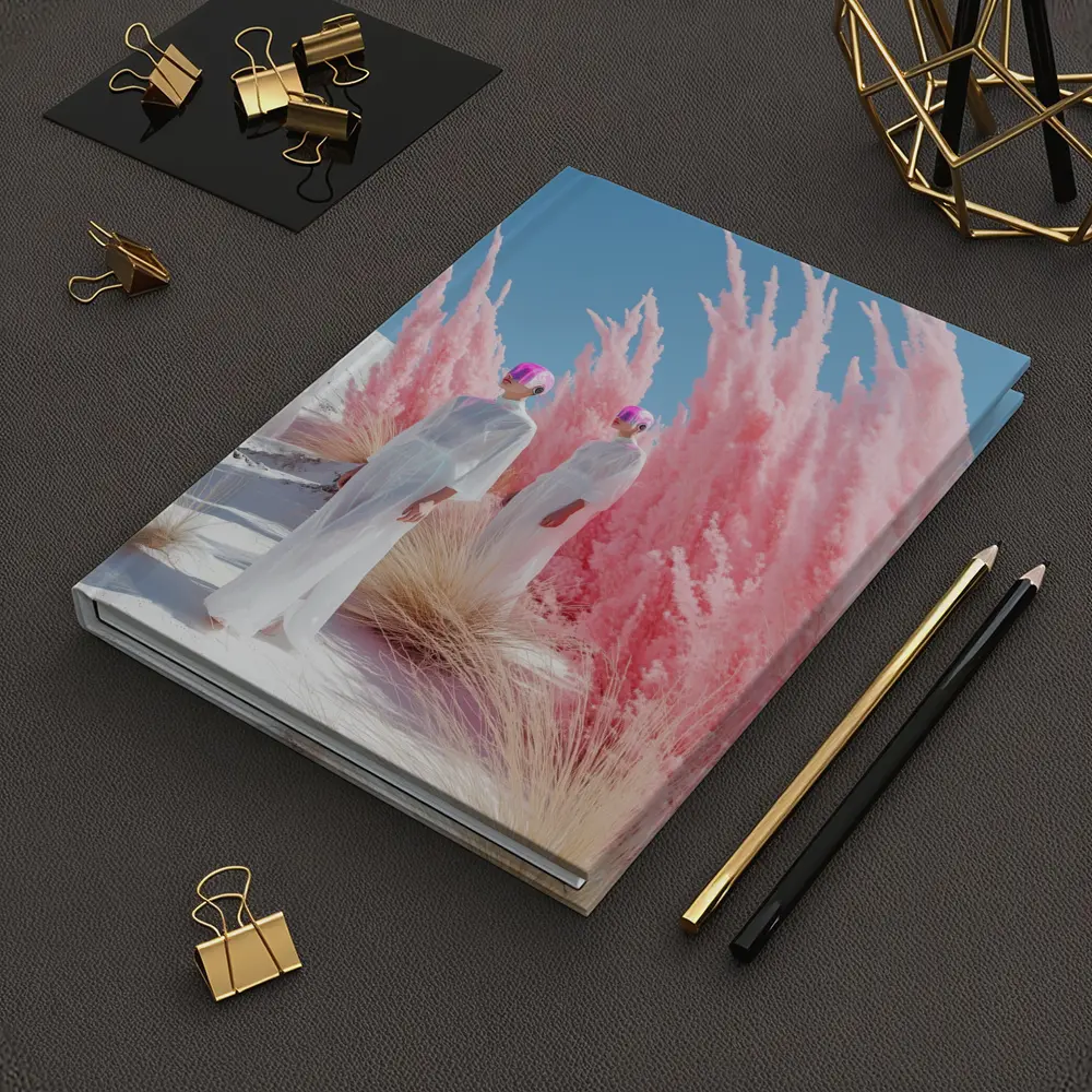 Futuristic Women Pink Pampas White Desert – Notebooks