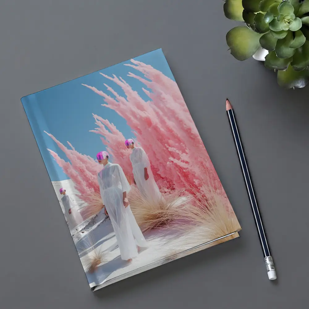 Futuristic Women Pink Pampas White Desert – Notebooks