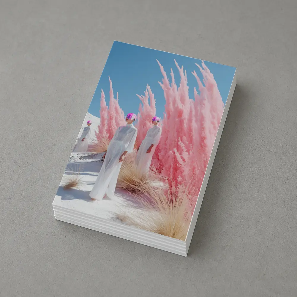 Futuristic Women Pink Pampas White Desert – Postcards