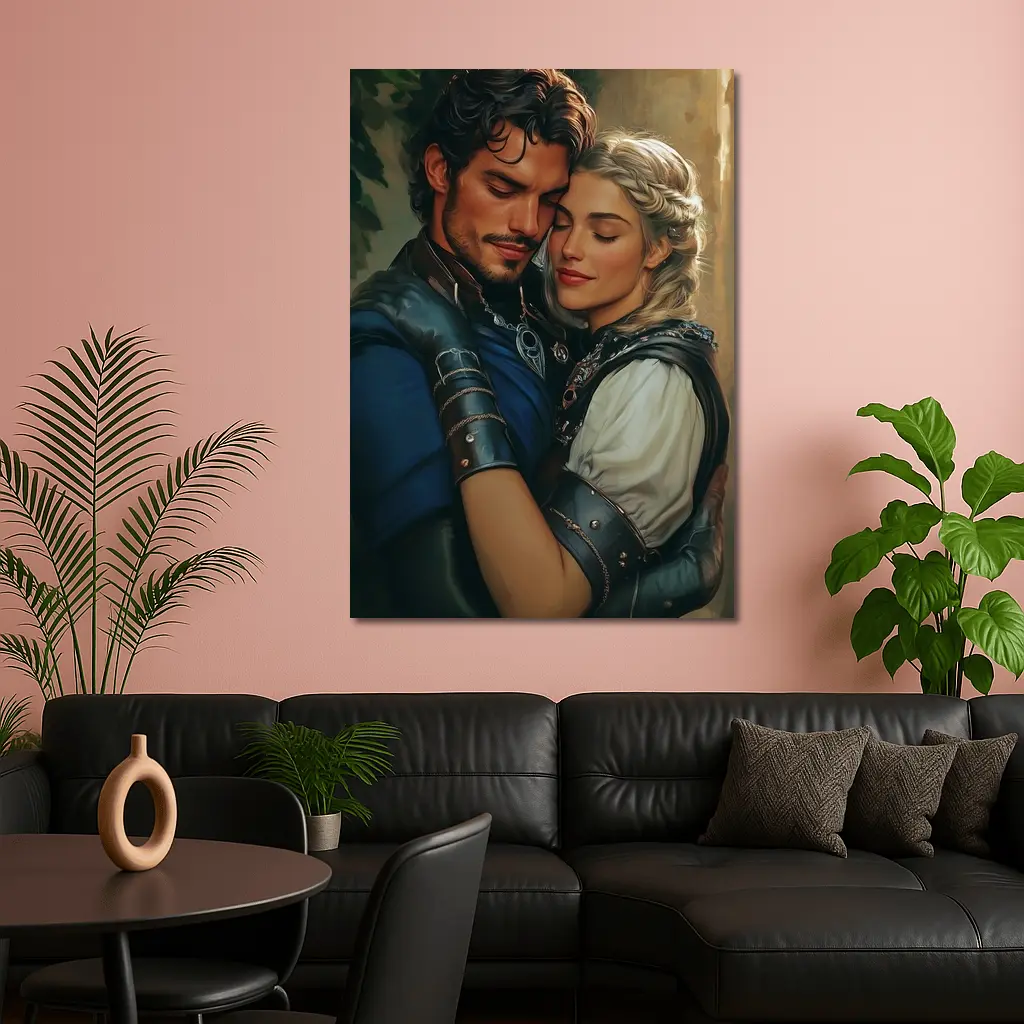Medieval Fantasy Couple Romantic Digital Art – Wall Art