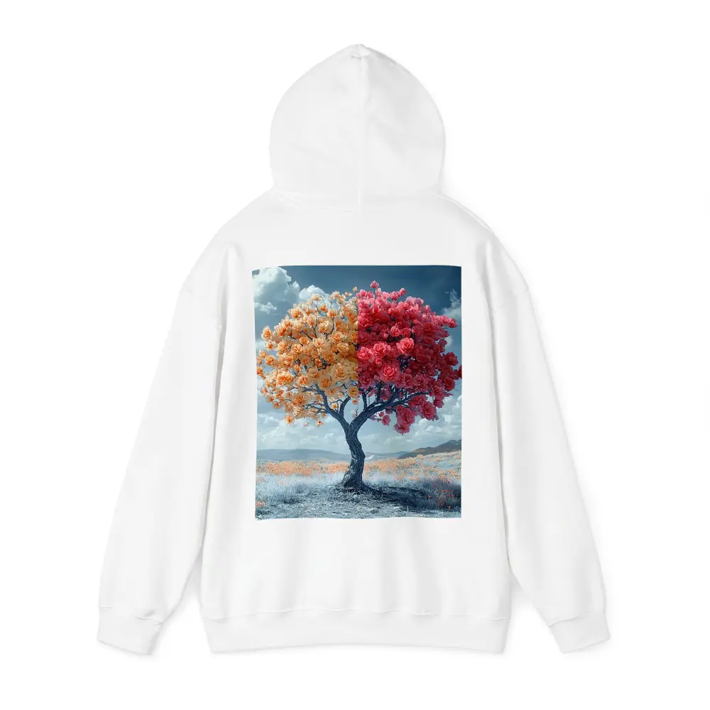 Split Rose Tree Orange Red Surreal Landscape – Hoodies