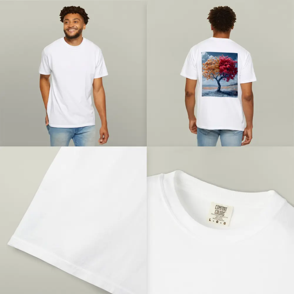 Split Rose Tree Orange Red Surreal Landscape – T-Shirts