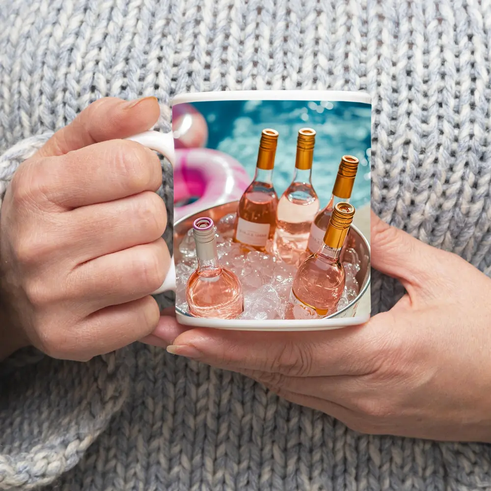Rose Wine Bottles Chilling Pool Party – Mugs