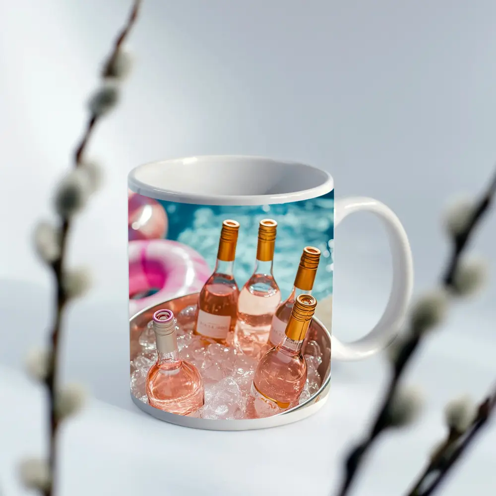 Rose Wine Bottles Chilling Pool Party – Mugs