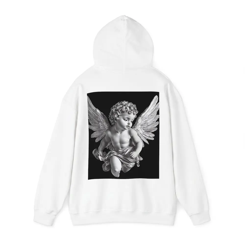 Baroque Cherub Angel Black Background Art – Hoodies