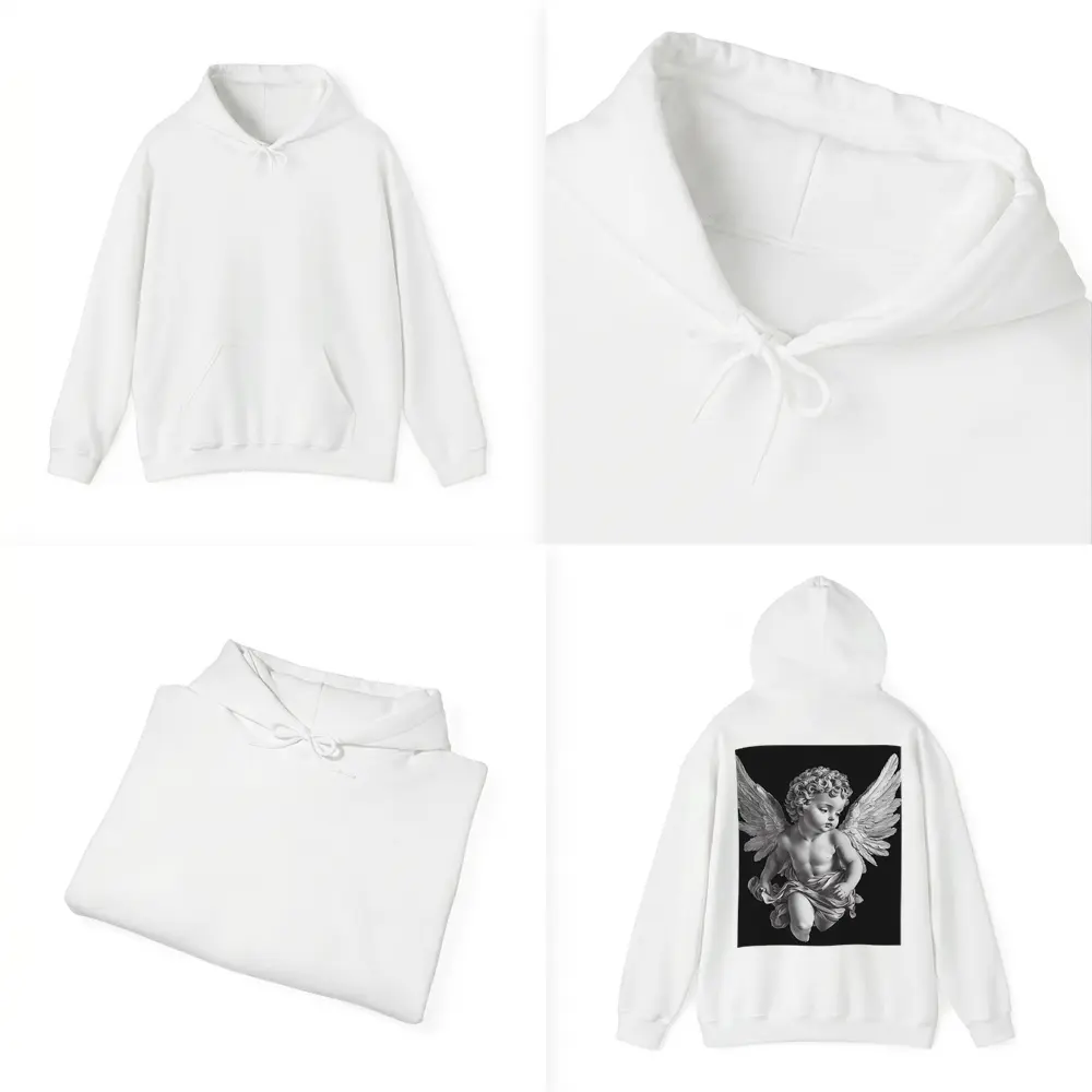 Baroque Cherub Angel Black Background Art – Hoodies