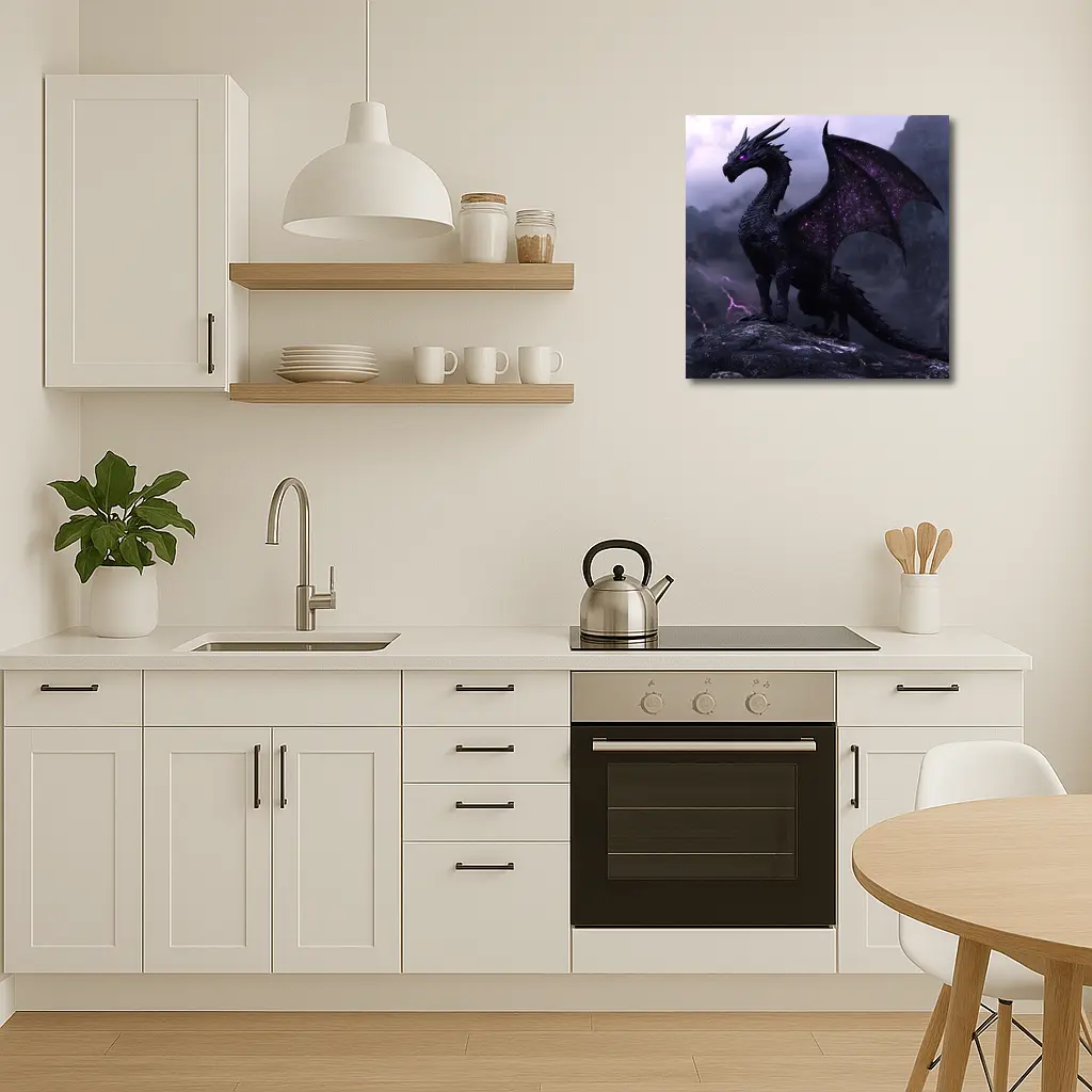 Black Dragon Purple Eyes Stormy Mountain – Wall Art