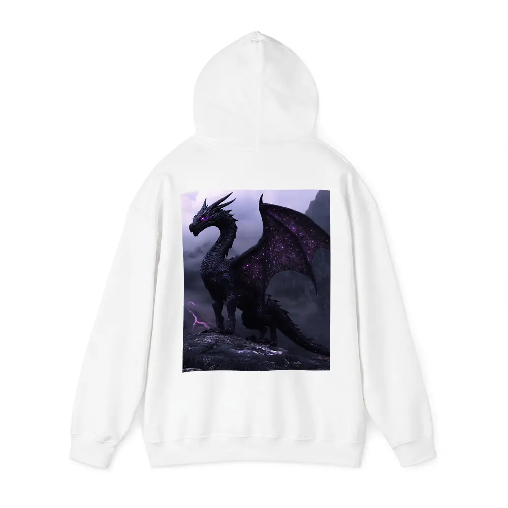 Black Dragon Purple Eyes Stormy Mountain – Hoodies