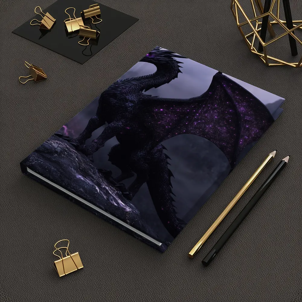 Black Dragon Purple Eyes Stormy Mountain – Notebooks