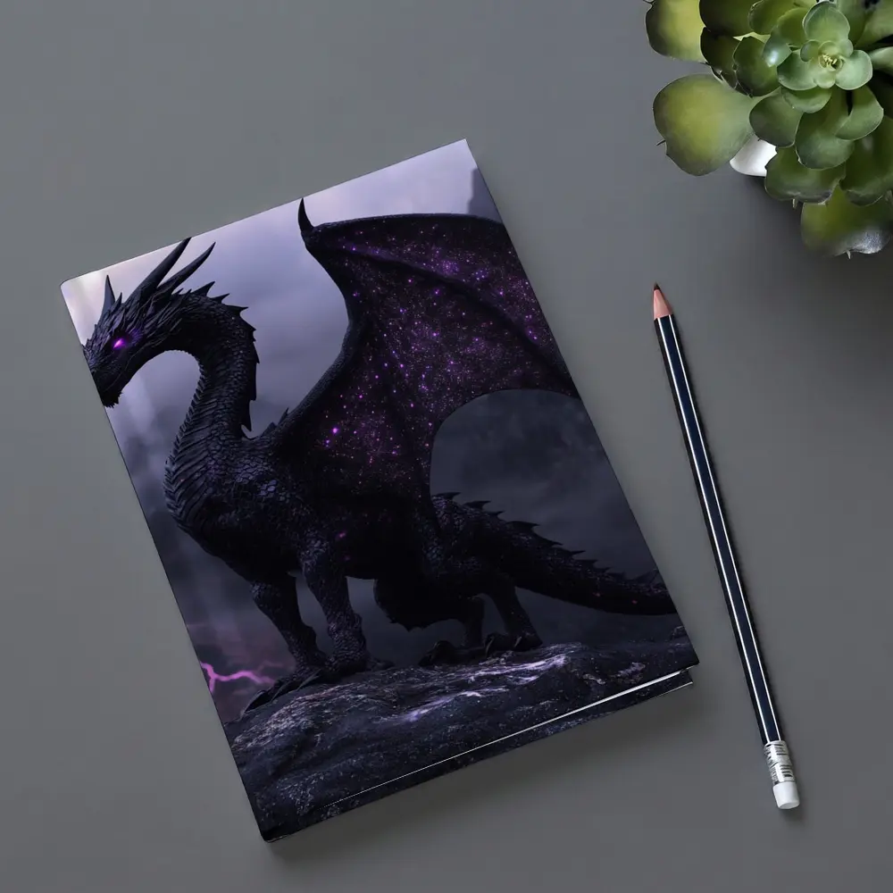 Black Dragon Purple Eyes Stormy Mountain – Notebooks