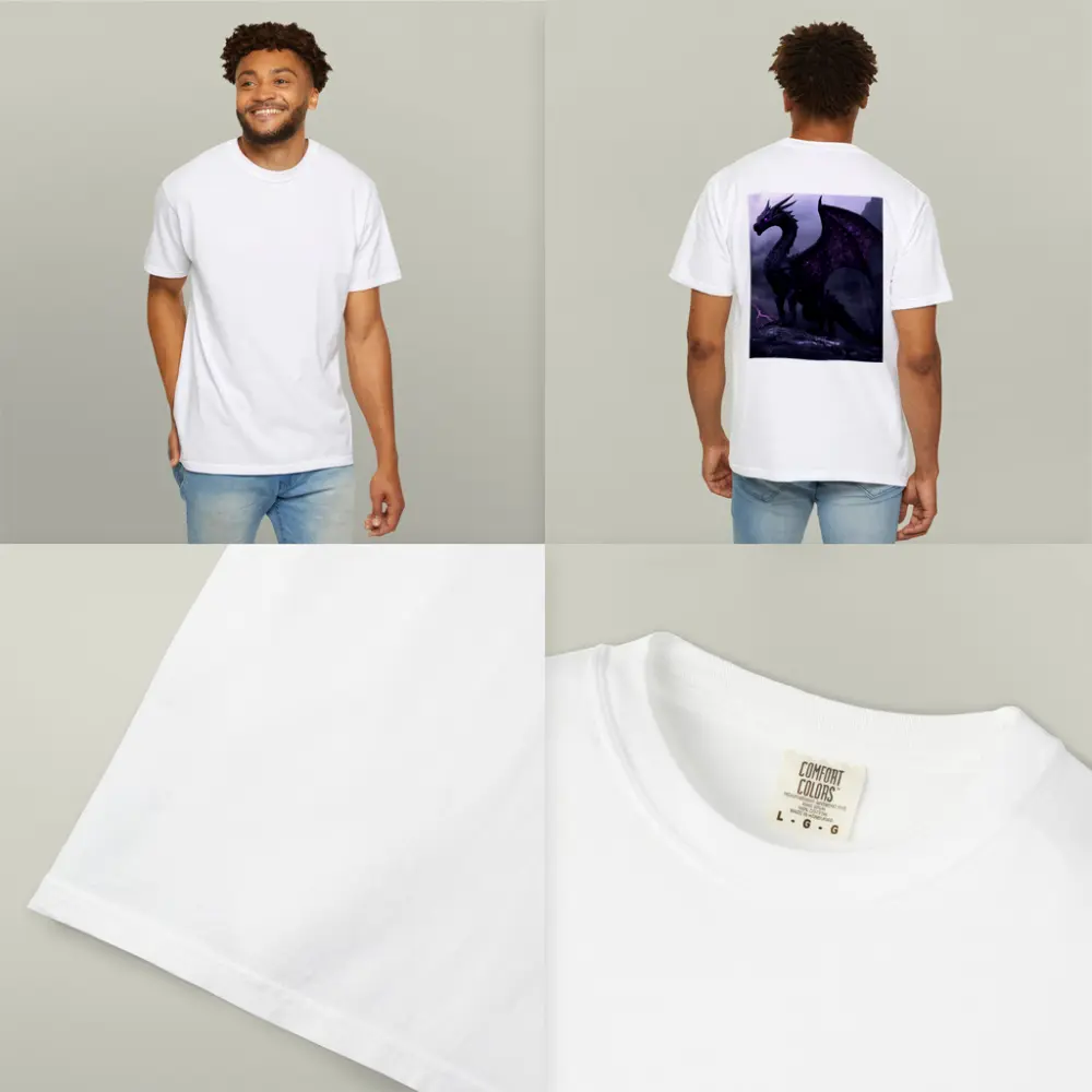 Black Dragon Purple Eyes Stormy Mountain – T-Shirts