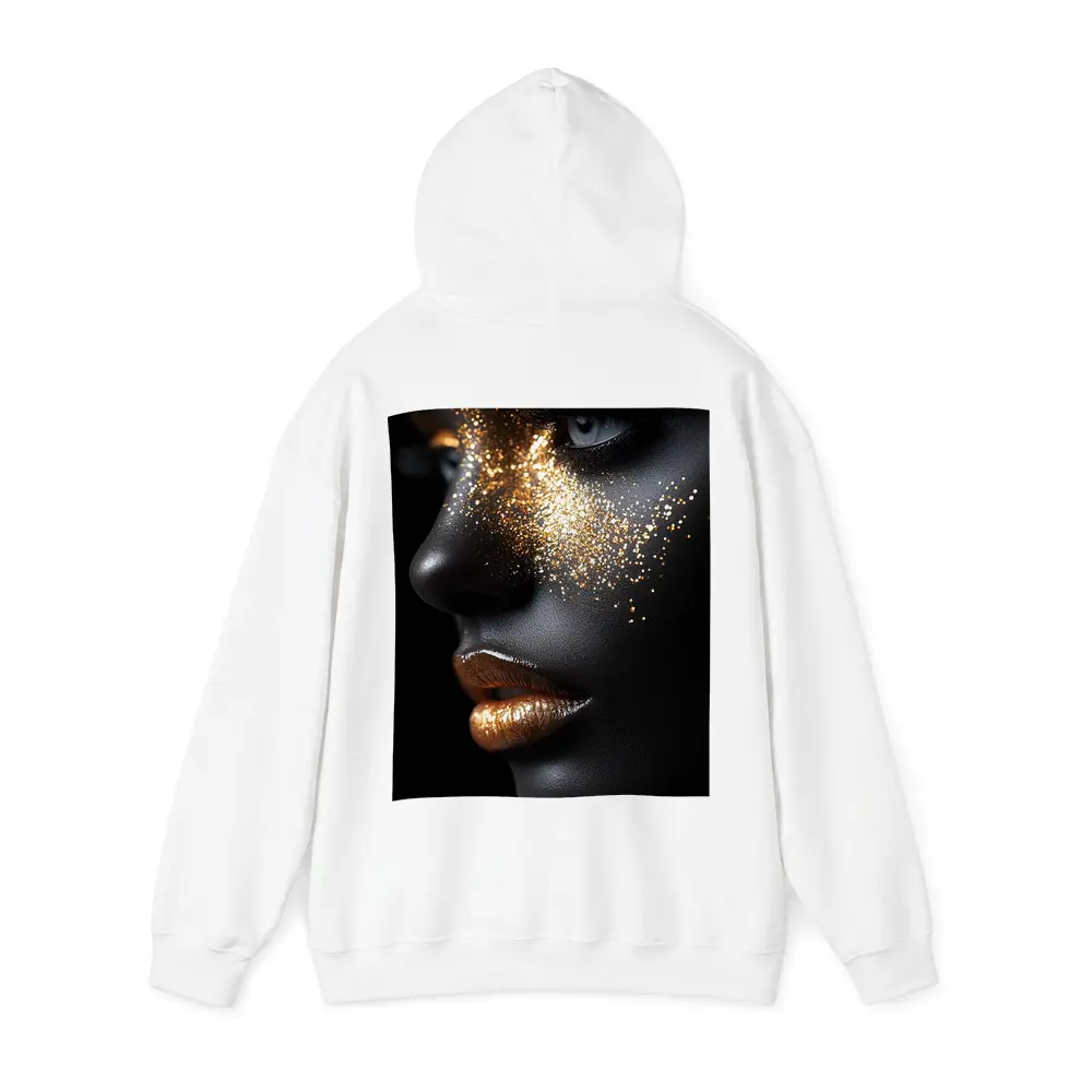 Gold Glitter Makeup Dark Skin Portrait – Hoodies