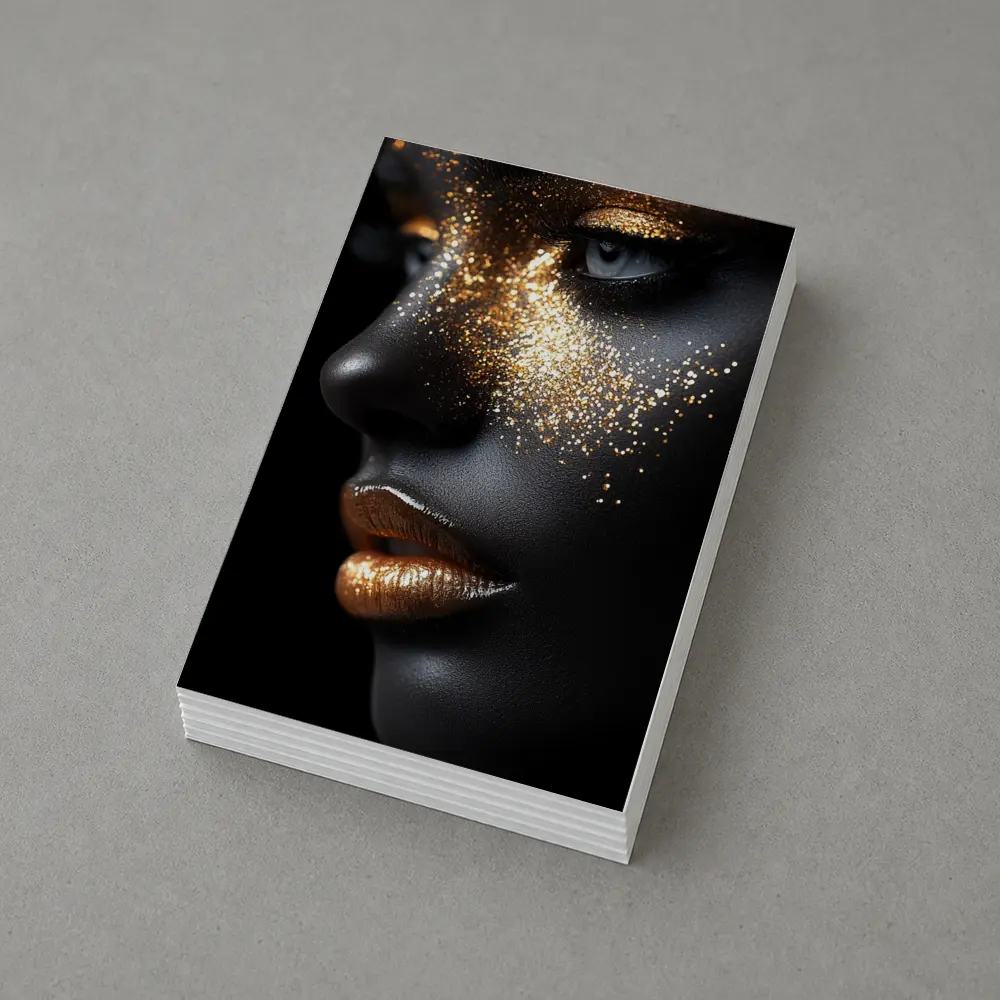 Gold Glitter Makeup Dark Skin Portrait – Postcards