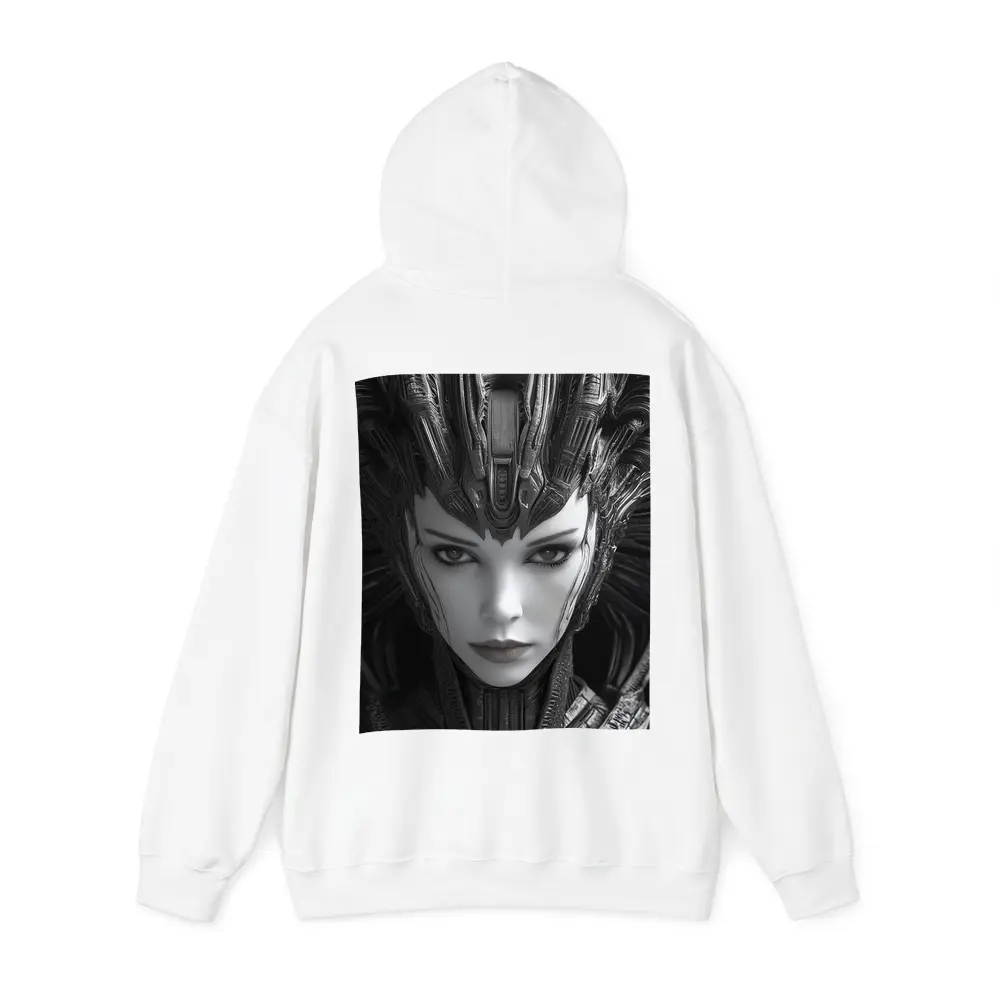 Cyberpunk Woman Dark Mechanical Crown Portrait – Hoodies
