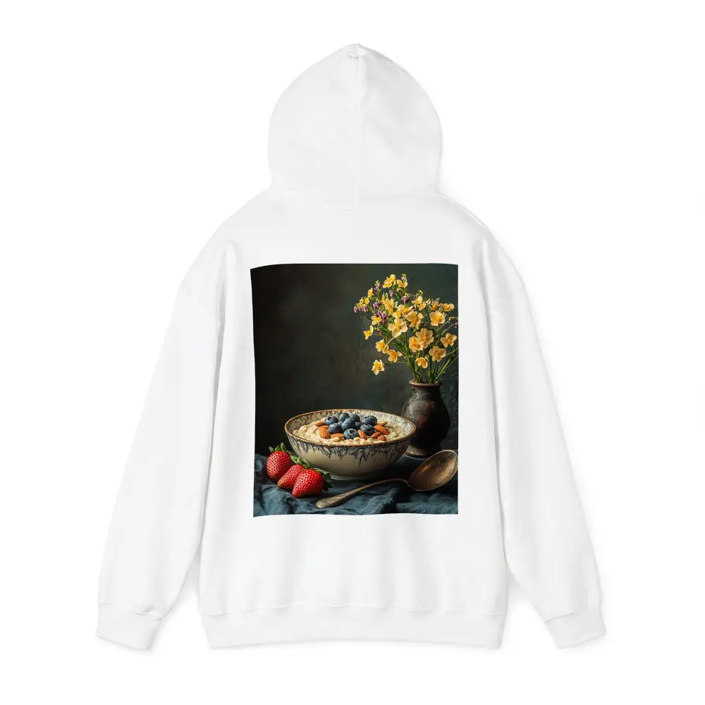 Oatmeal Bowl Blueberries Almonds Yellow Flowers Dark – Hoodies