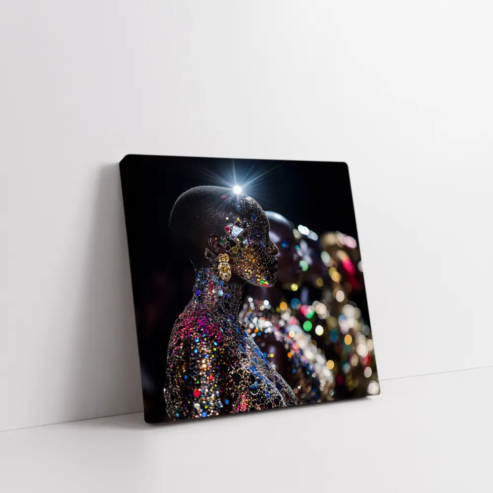 Glitter Jeweled Figure Dark Night Background – Wall Art