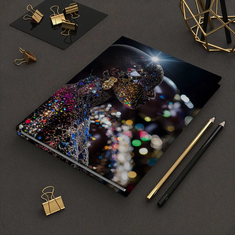 Glitter Jeweled Figure Dark Night Background – Notebooks