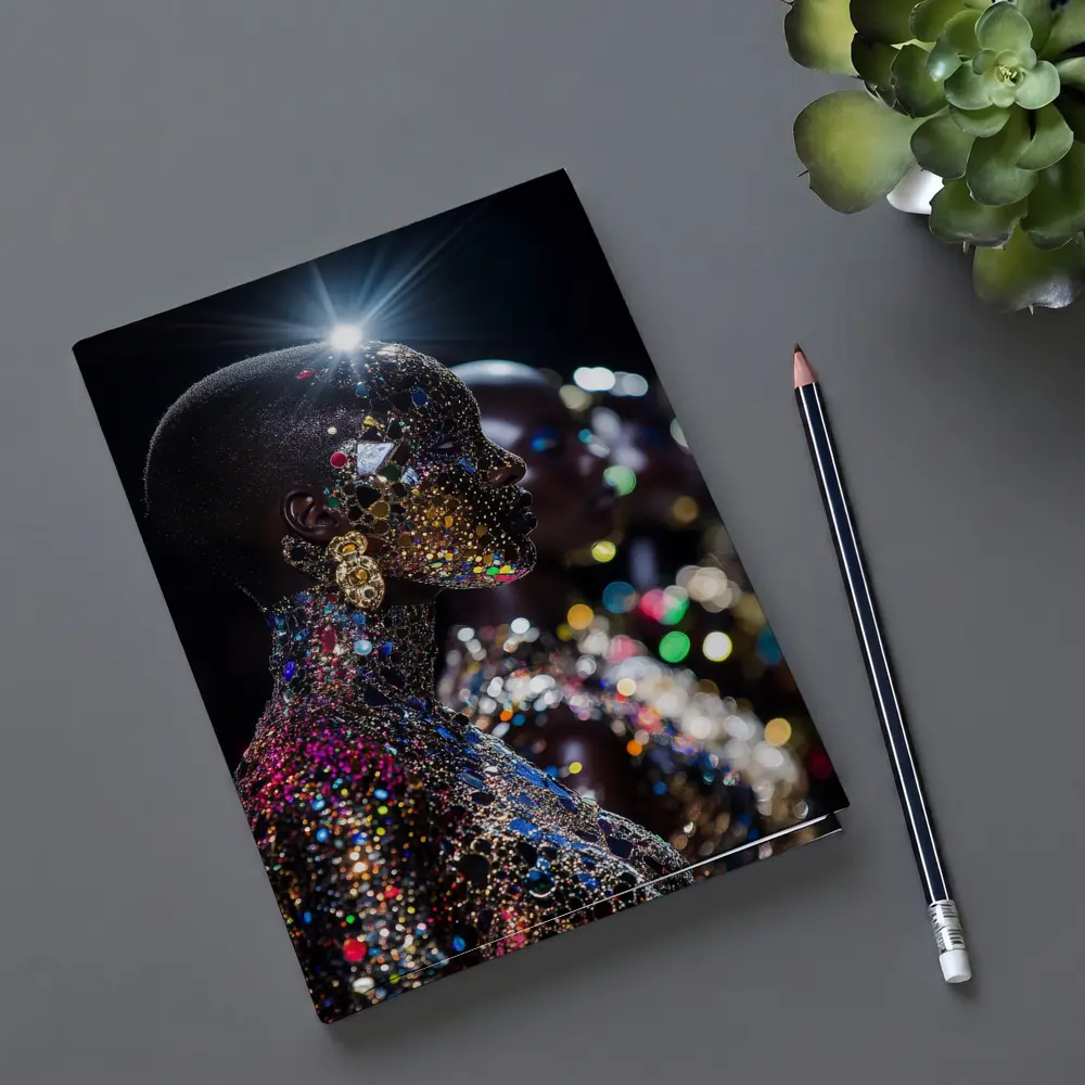 Glitter Jeweled Figure Dark Night Background – Notebooks
