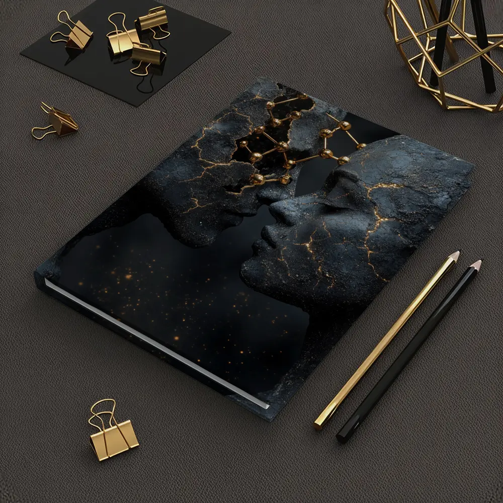 Two Stone Faces Gold Constellation Dark – Notebooks